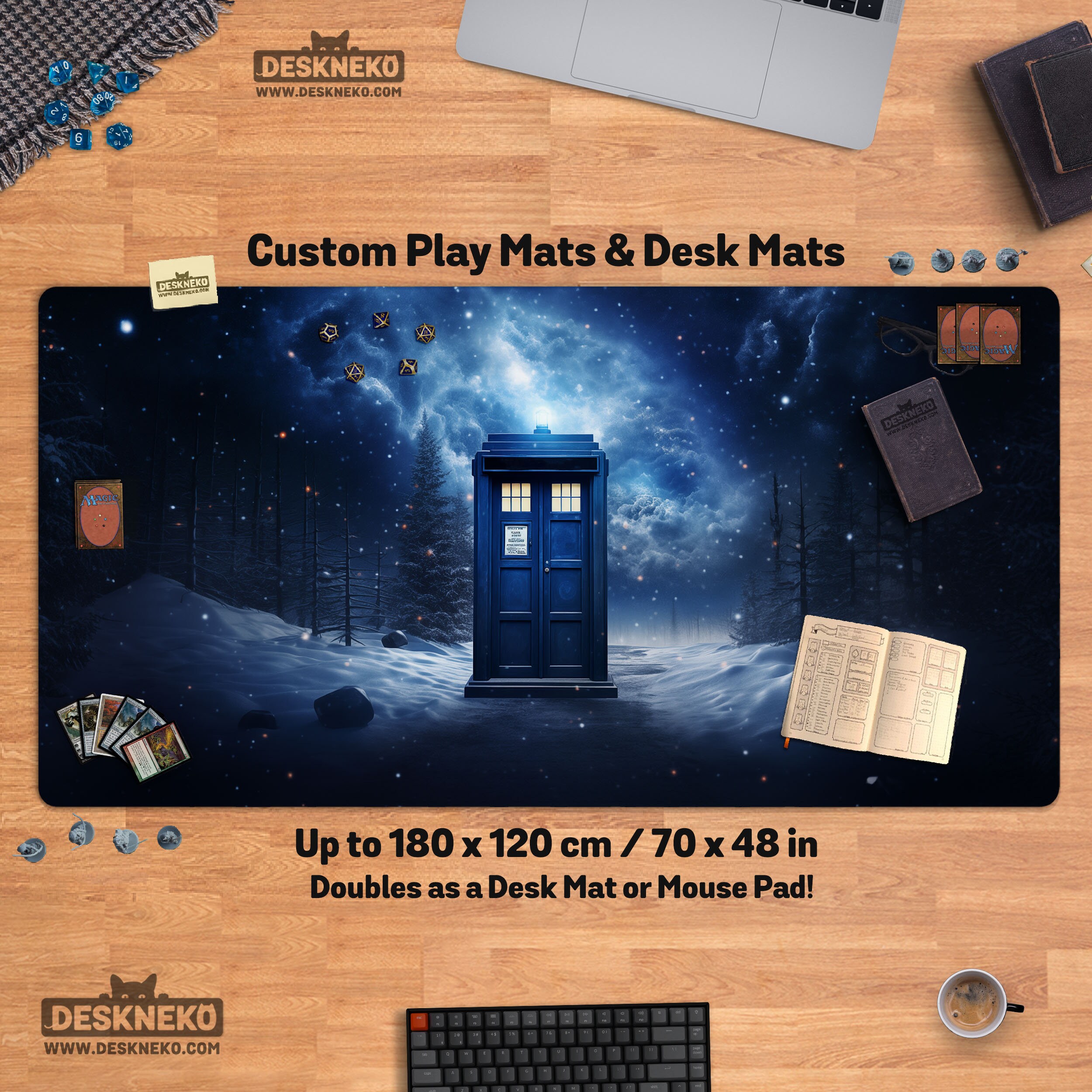 Casematix TCG Playmat with Reusable Playmat Case - Premium 24 inch x 13.5 inch Card Game Mat & Compatible MtG Playmat for All TCGs with Non-Slip