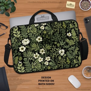 Natur Grün Laptoptasche, süße Notebook Tasche, Jugendstil Salbei Waldpflanze, Florale Hülle für ipad/macbook pro, 10 12 13 14 15 15,6 17 Zoll