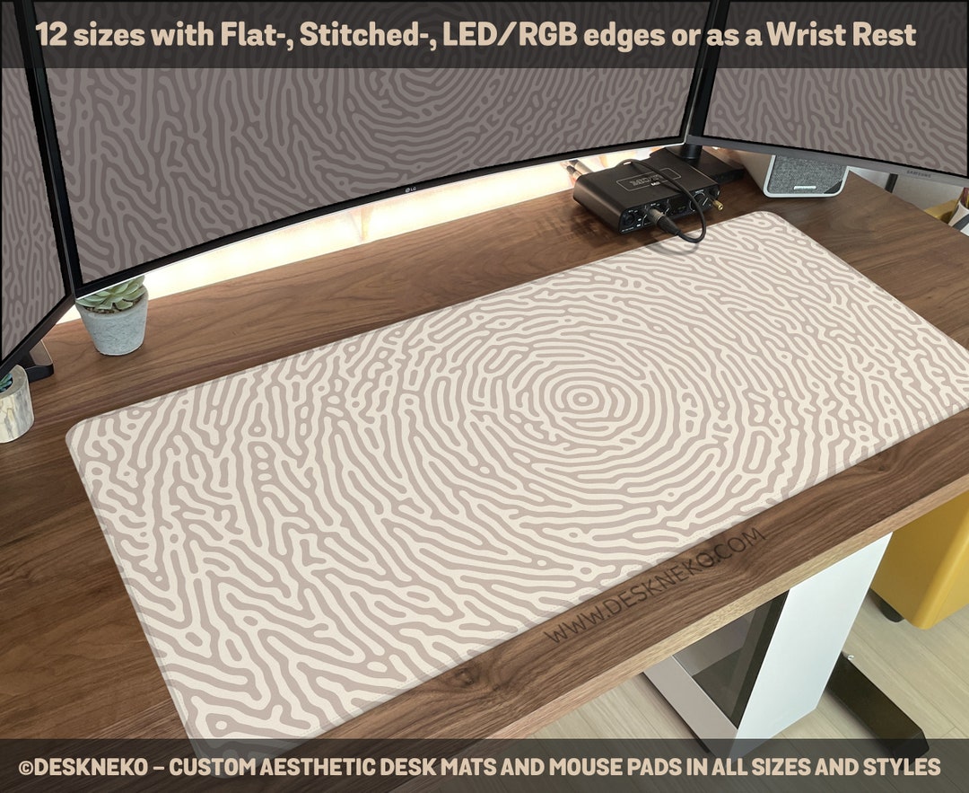 Computer Desk Rings Beige Desk Mat Abstract Tree Rings, Large Mousepad Simple Light Brown ...