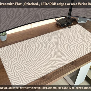 Beige Schreibtisch matte abstrakte Baum Ringe, Großes Mousepad schlicht hellbraun, xxl Gaming Schreibtischmatte rgb led, Topographie Mauspad Tastatur Handgelenk