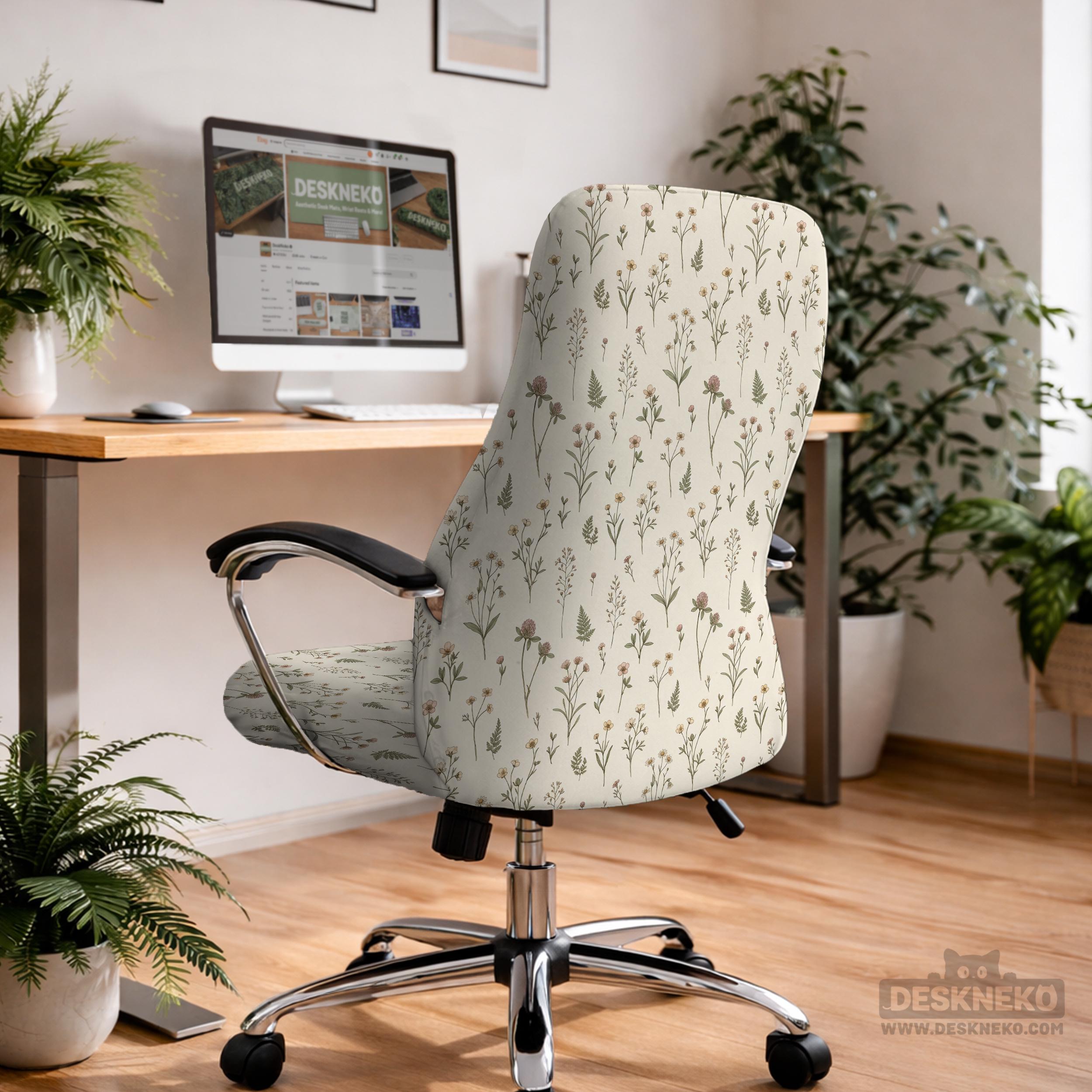 Cream Floral Chair Cover image 3