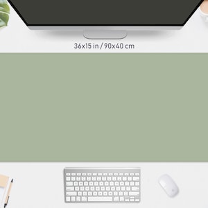 Sage Green Schreibtischmatte Mousepad, minimalistisches Boho-neutrales Pastell, große breite xxl XL LED-RGB-Gaming-Tastaturmatte, Handballenauflage kleines Mauspad