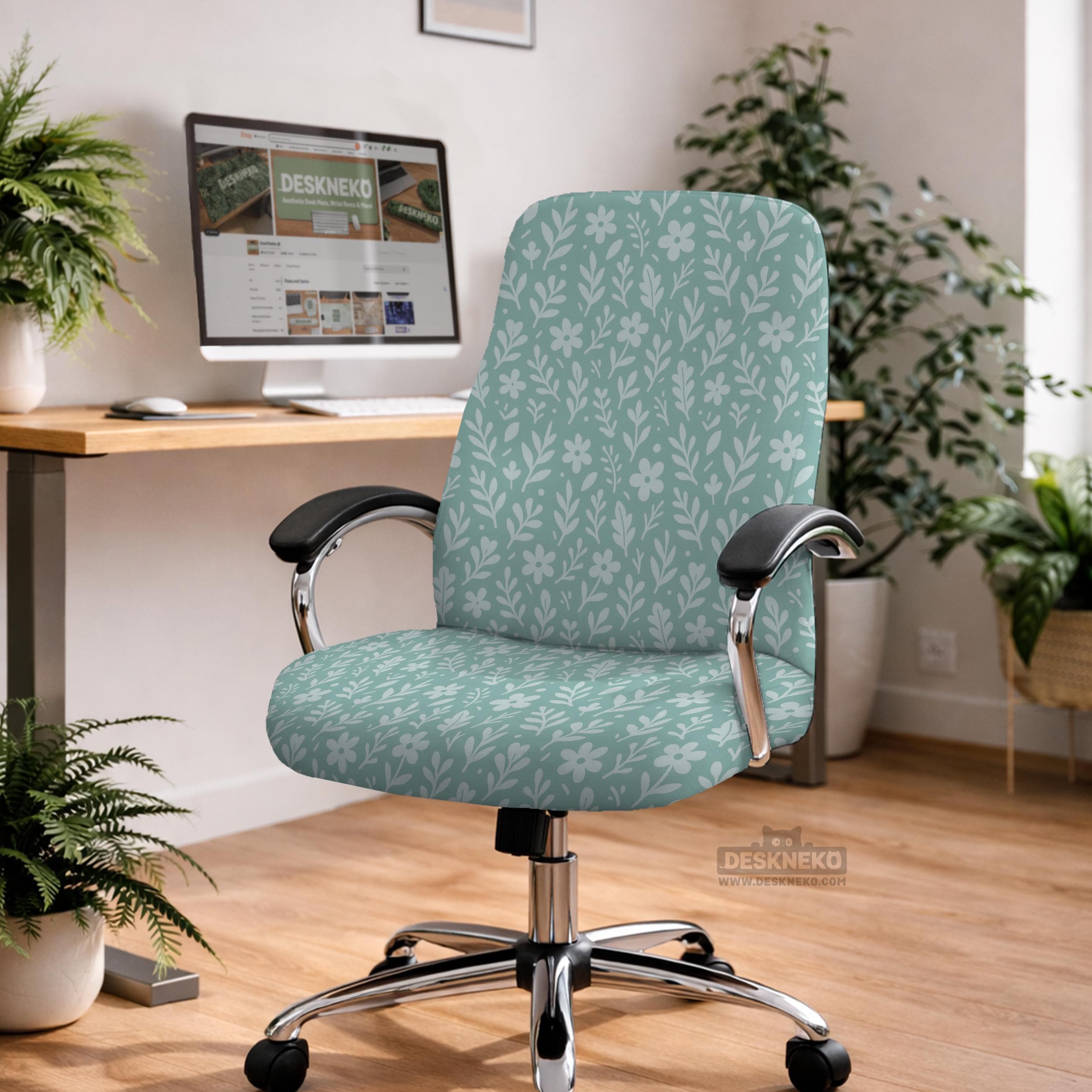 Mint Botanical Chair Cover image 4
