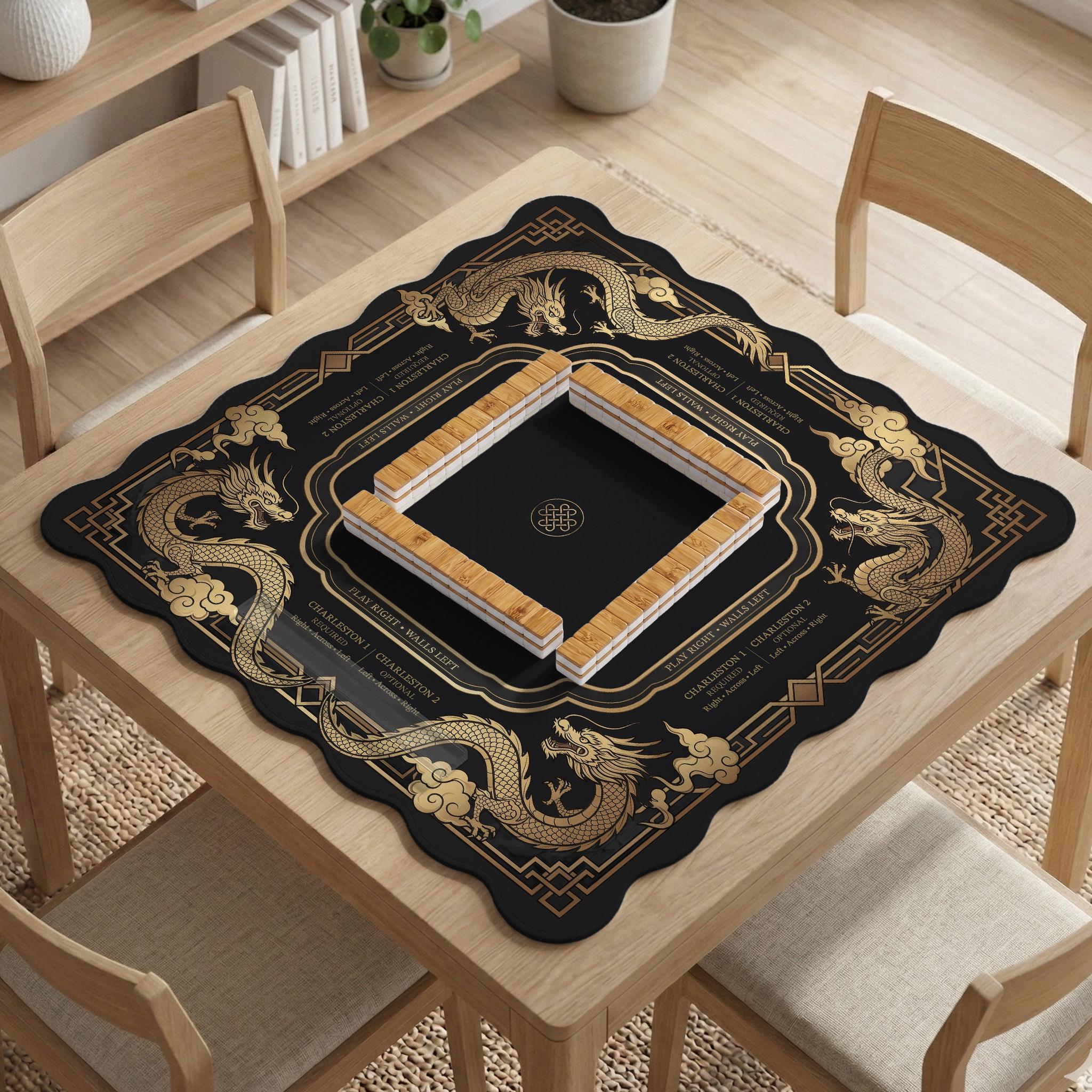 Black Gold Dragon Mahjong Mat image 4