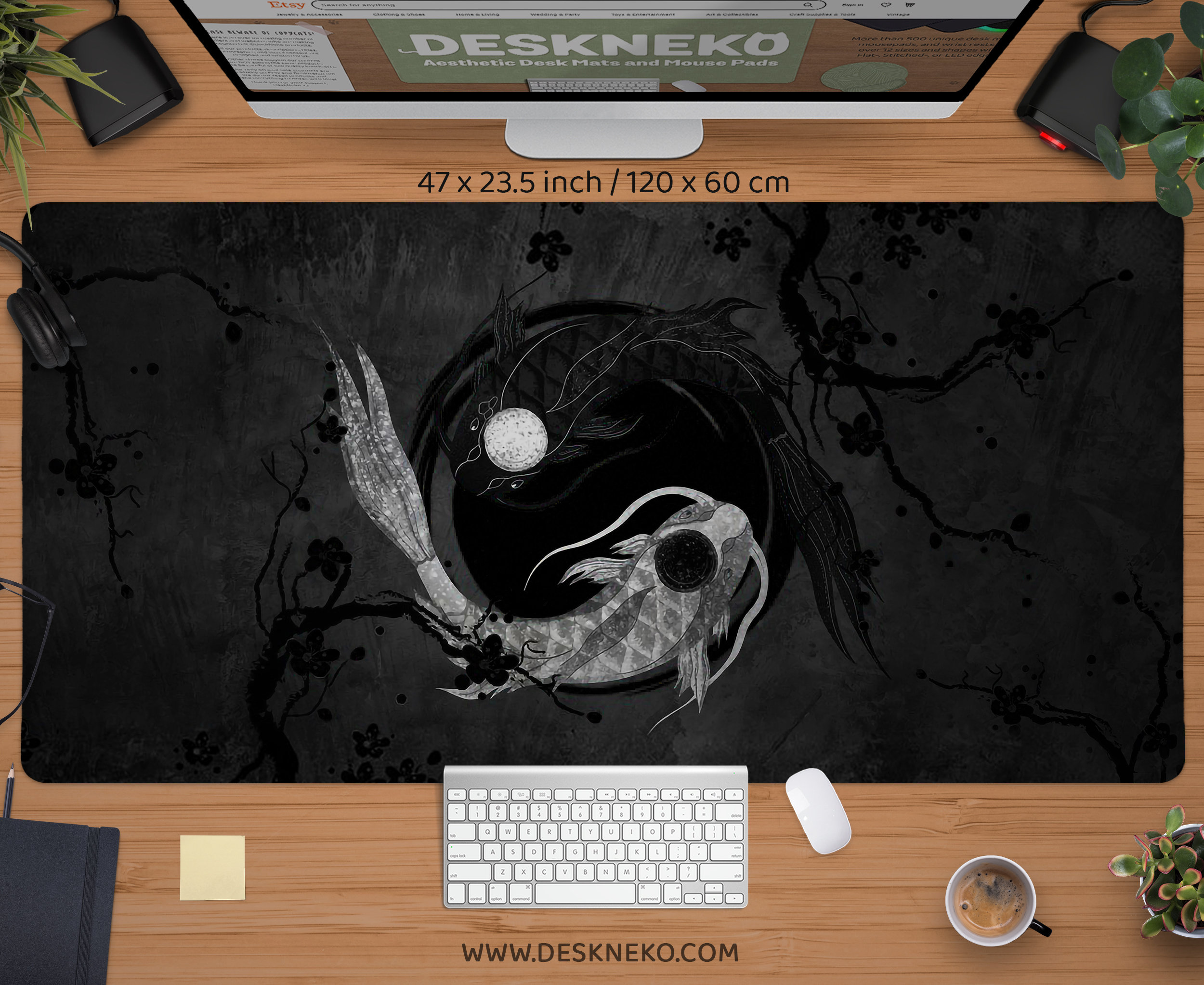 Large Desk Mat Phoenix Gaming Mouse Pad 40x90cm - Large Non-Slip Rubber Desk Mat With Flaming Bird Design Gaming Accessories - View #6