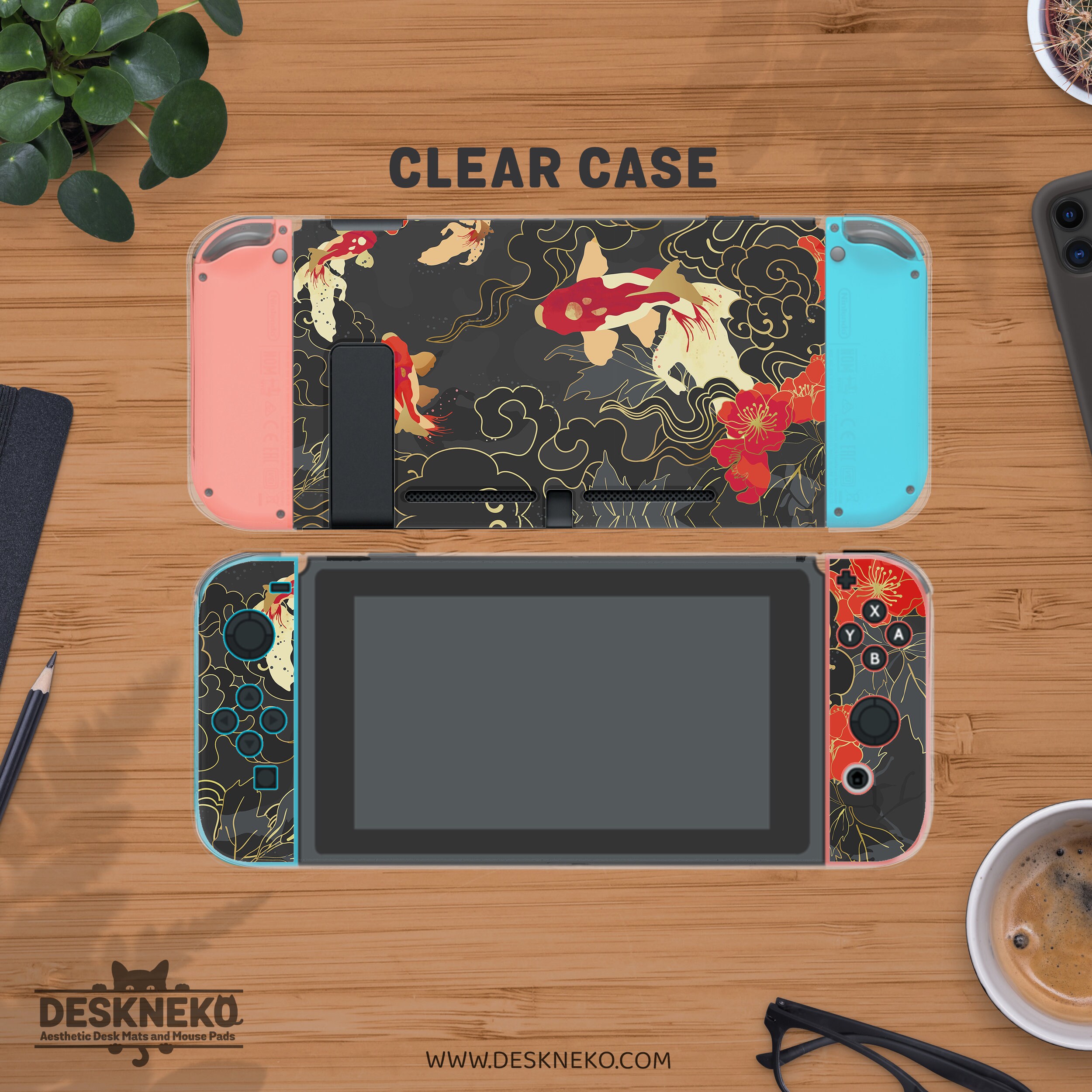 Case for Nintendo Switch, Japanese Koi Fish Oriental Abstract Art