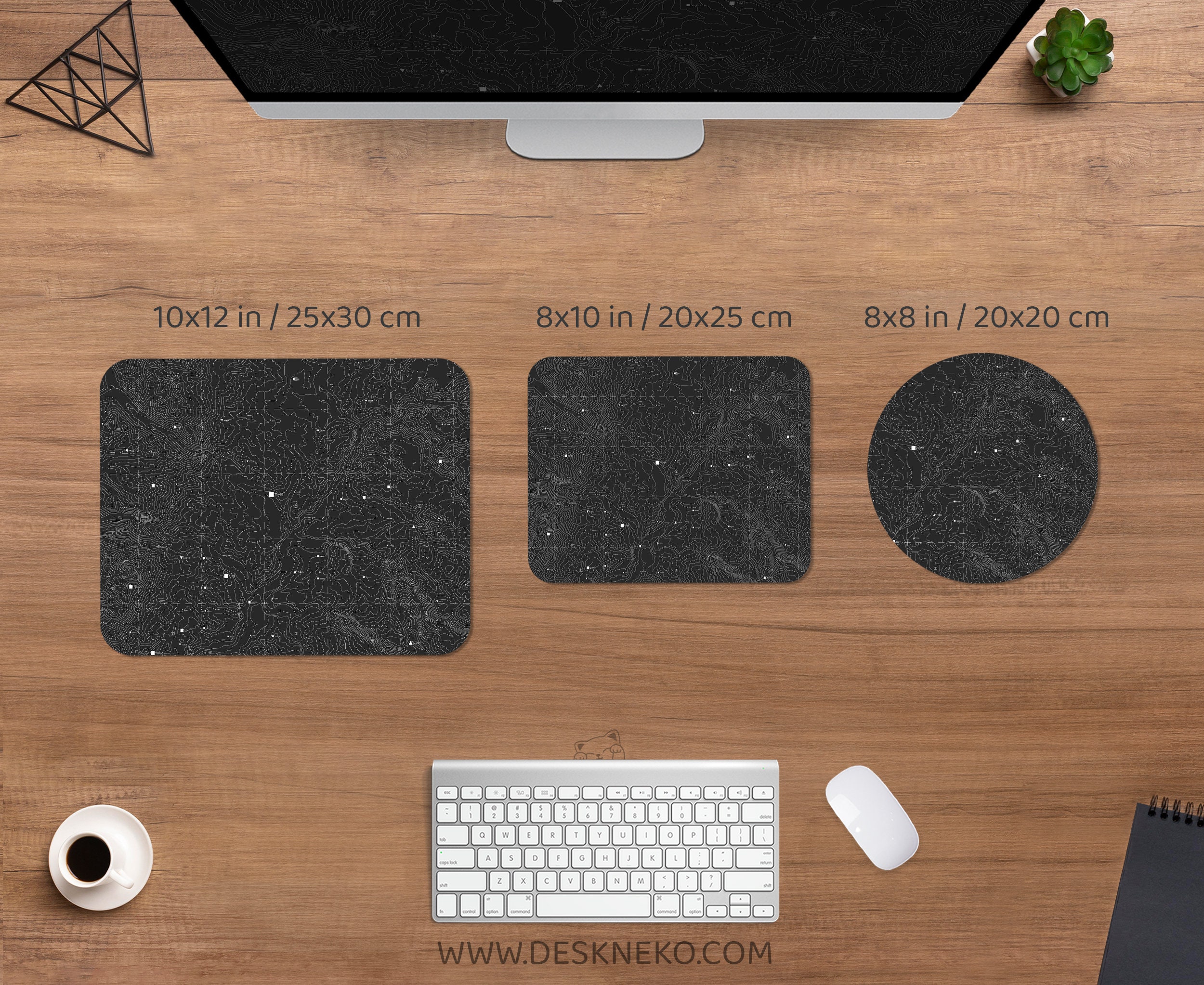 Tappetino per mouse da gioco con topografia topografica nera mappa geografica Land Strok Terreno Elevazione Gaming Mouse Pad 31,5 x 11,8 pollici XL esteso grande base in gomma antiscivolo con bordi