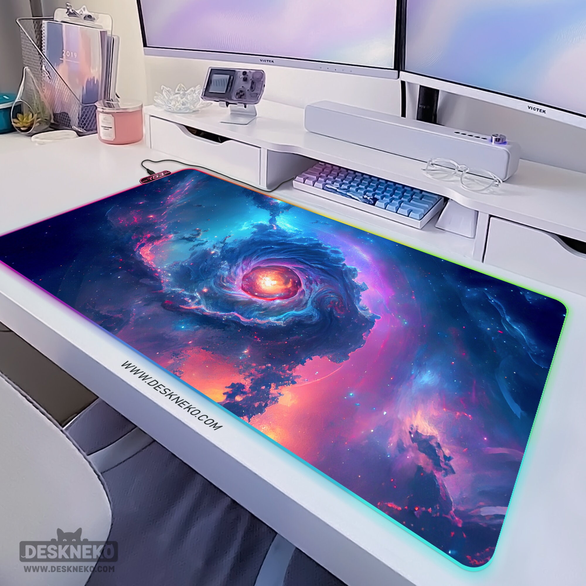 Space Desk Mat, Galaxy Mouse Pad Large, Led Mousepad Xxl, Nerdy Nebula ...