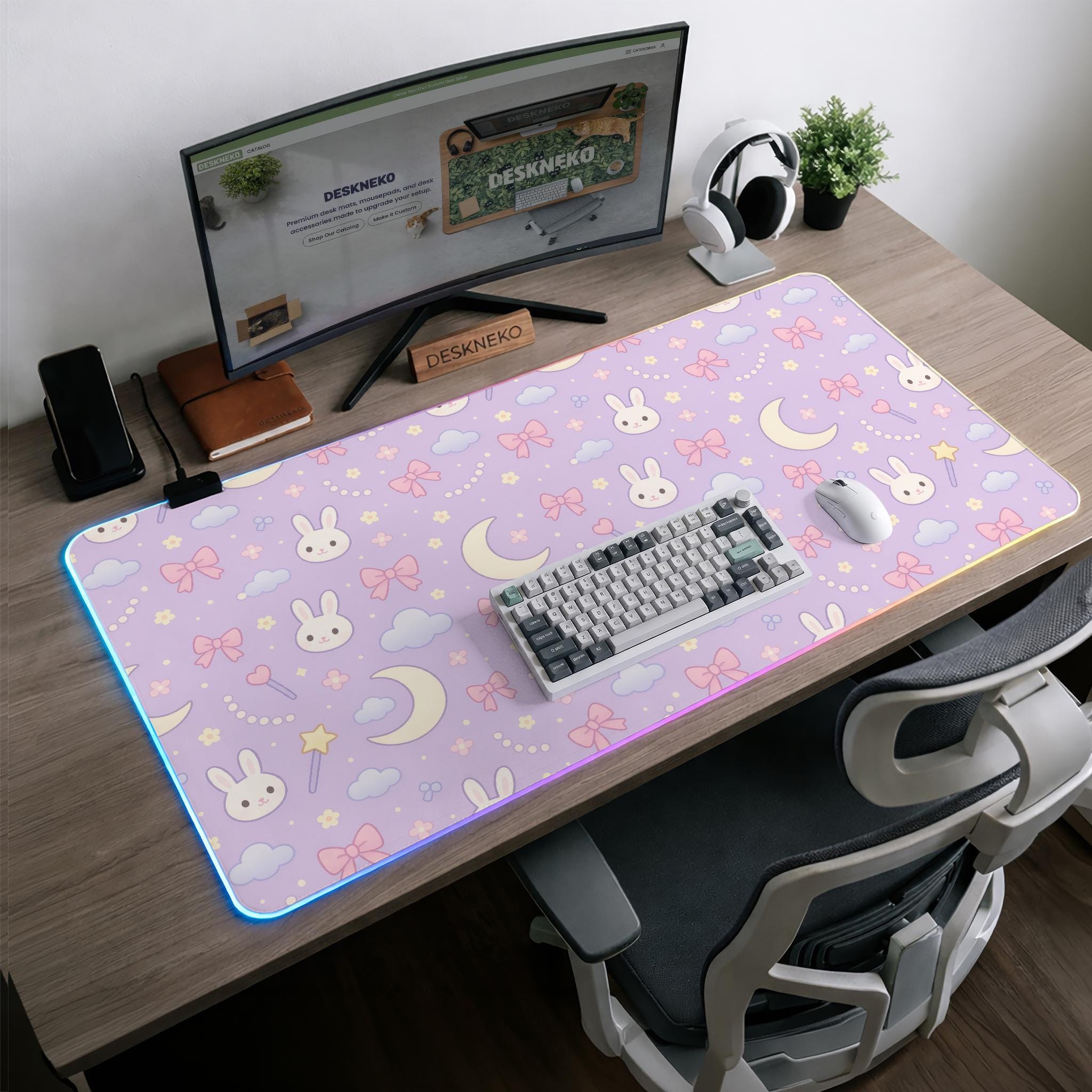 Lavender Bunny Desk Mat image 3