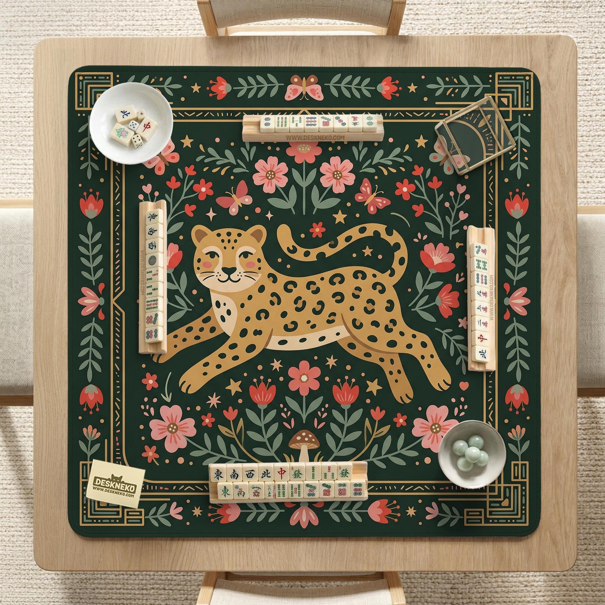 Green Leopard Mahjong Mat image 2