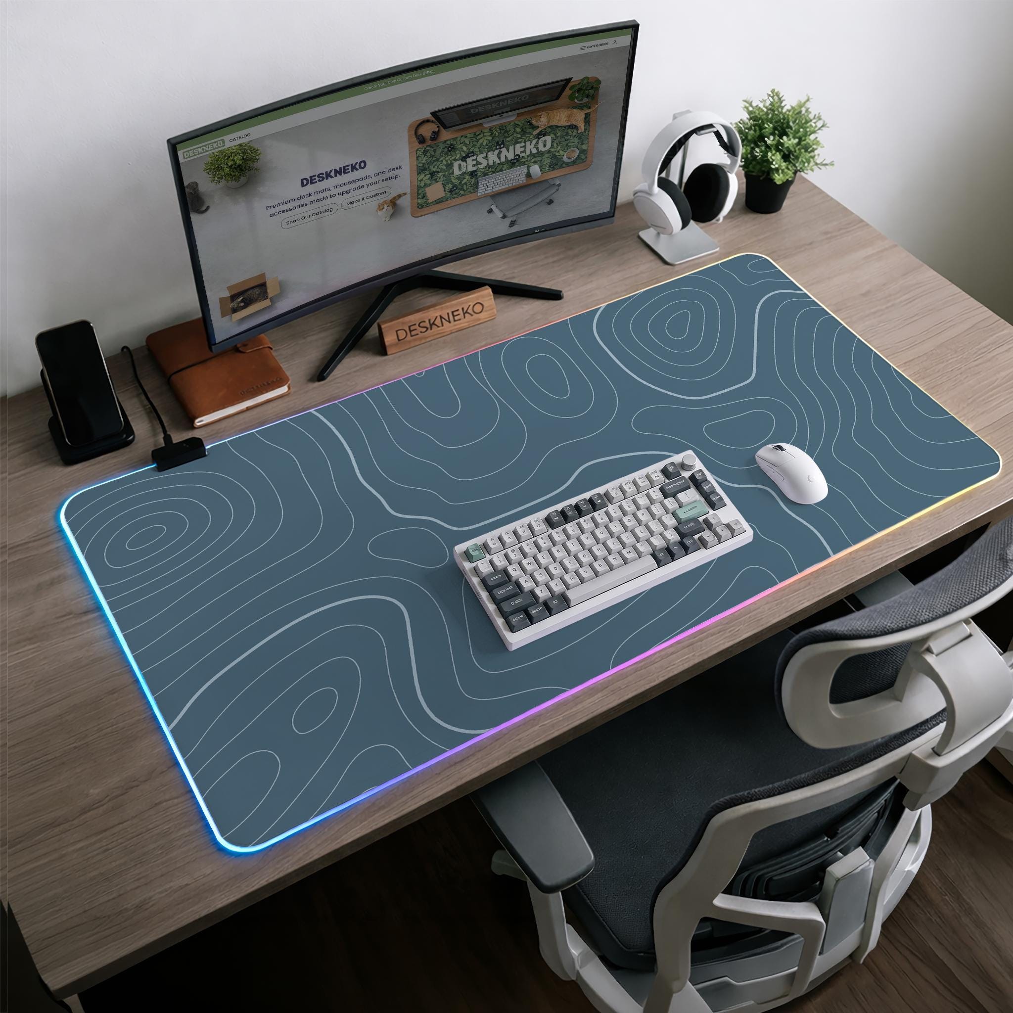 Blue Contour Line Desk Mat image 4