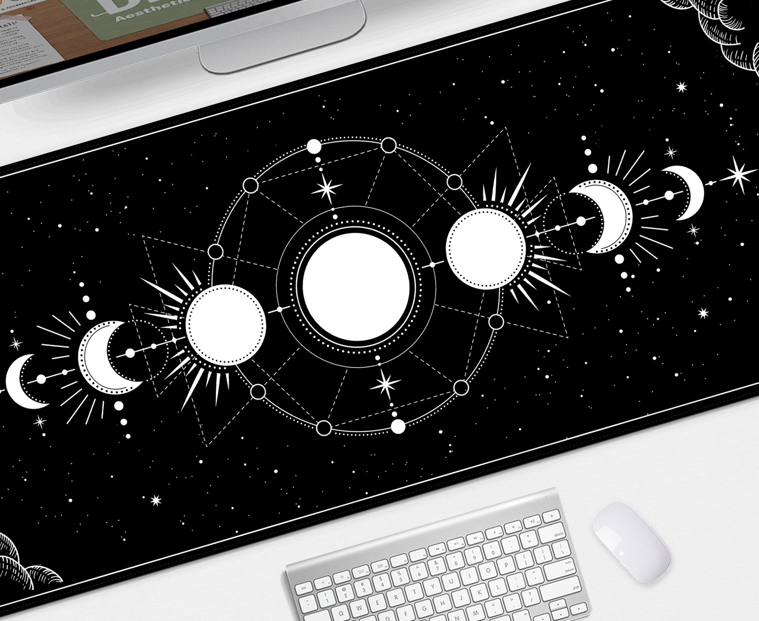 Grand Tapis De Souris, Long 70 X 40 Cm, Pour Ordinateur Portable, En Cuir Synthétique, Imperméable, Sous-main Pour Le Bureau Et La Maison, Avec Protection Des Bords