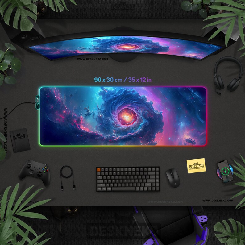 Space Desk Mat, Galaxy Mouse Pad Large, Led Mousepad Xxl, Nerdy Nebula ...