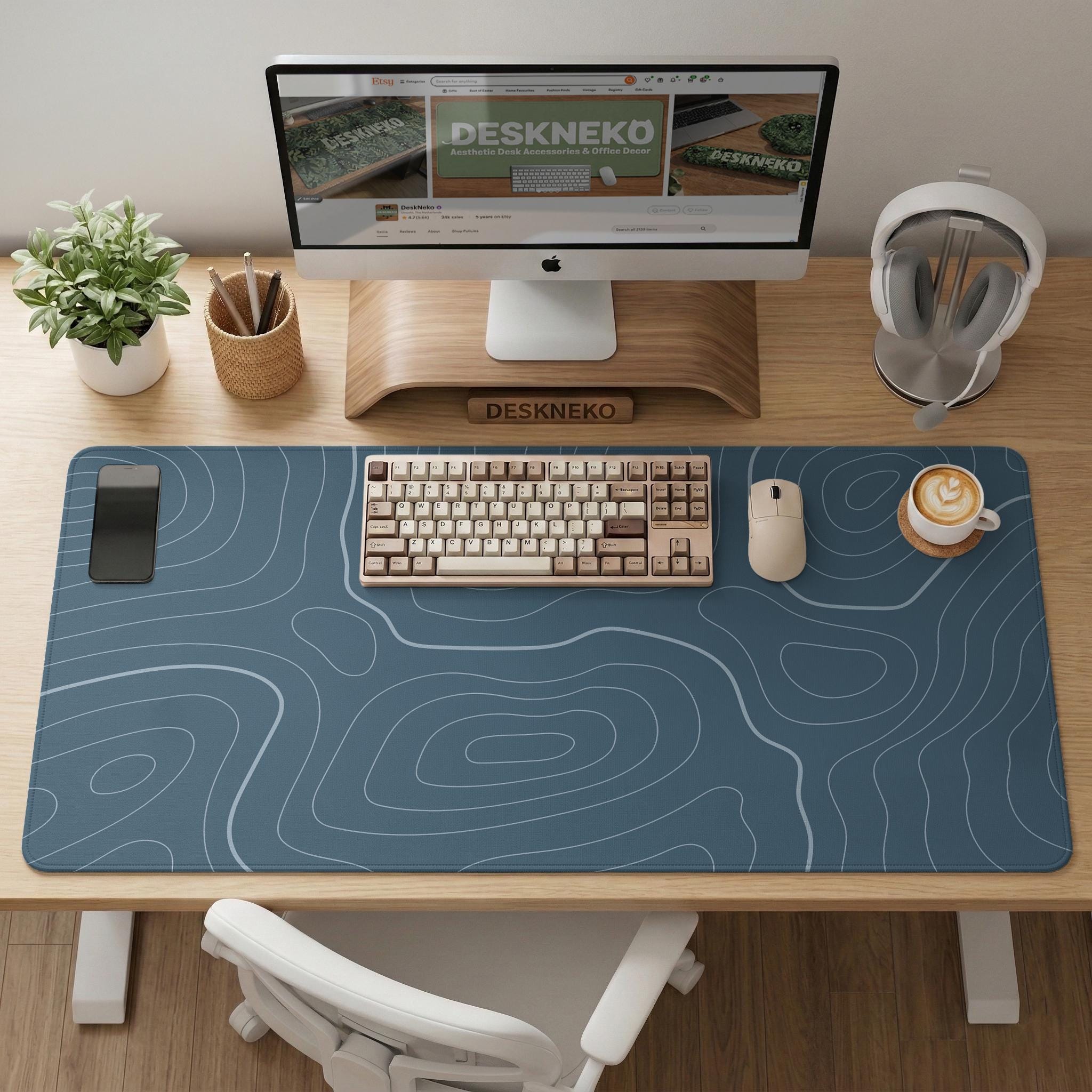 Blue Contour Line Desk Mat image 3