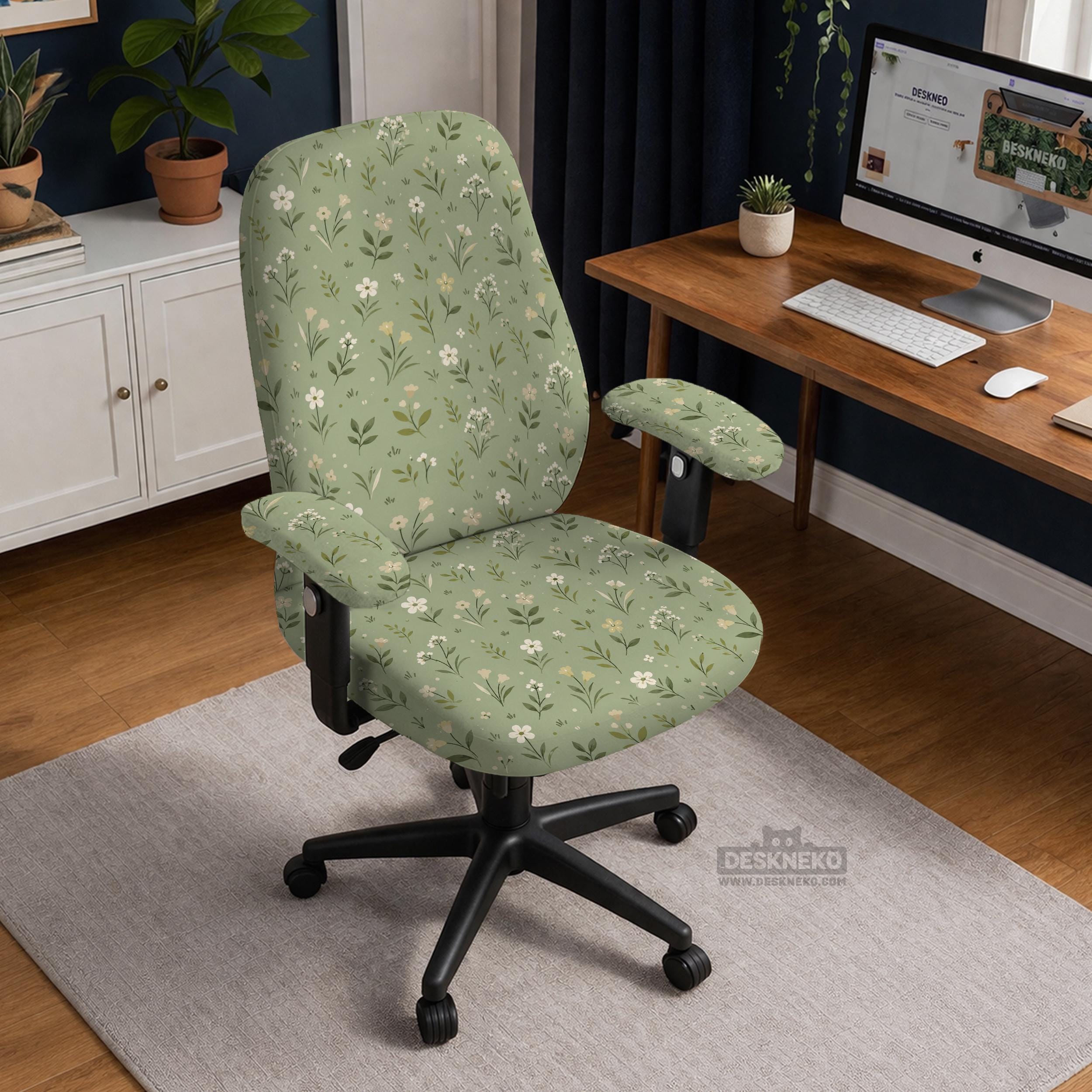 Green Floral Chair Cover image 2