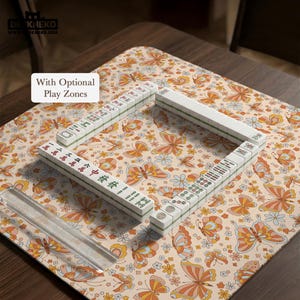 Tappetino da Mahjong, Tappetino da tavolo per Mahjong, Protezione per tavolo da gioco, Tappetino da gioco in neoprene, Tappetino da gioco da tavolo vintage con farfalle e fiori in stile retrò, idea regalo