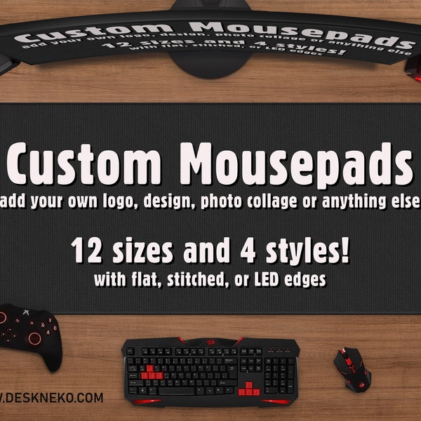 Custom Desk Mat Gaming Mousepad, Personalized photo print, xxl xl large LED RGB customizable deskmat, extra large mouse pad gift for gamers
