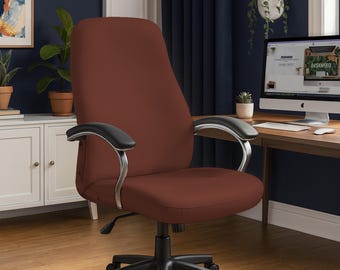 Funda para silla de oficina en color marrón caoba, funda para reposabrazos de silla de escritorio, fundas elásticas para asientos de juego, funda protectora, color marrón café cálido