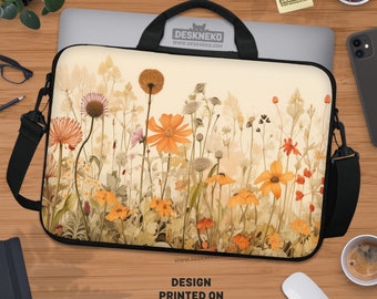 Linda funda para computadora portátil, bolsa para computadora para mujeres, funda floral de cottacegore con flores silvestres para ipad/macbook pro 10 11 12 13 14 15.6 16 17 pulgadas