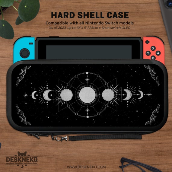 Case for Nintendo Switch Lite & Oled, Black Silver Celestial Moon