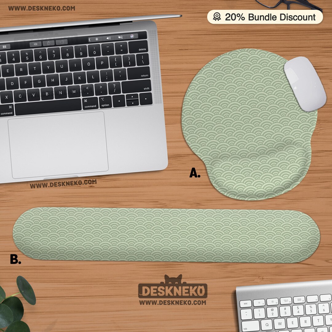 Matcha Green Mouse Pad Keyboard Wrist Rest, Ergonomic Mousepad Support
