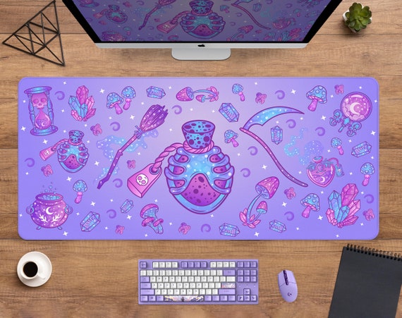 Pastel Witch Desk Mat Cute, Kawaii Goth Mouse Pad Xl, Extra Large