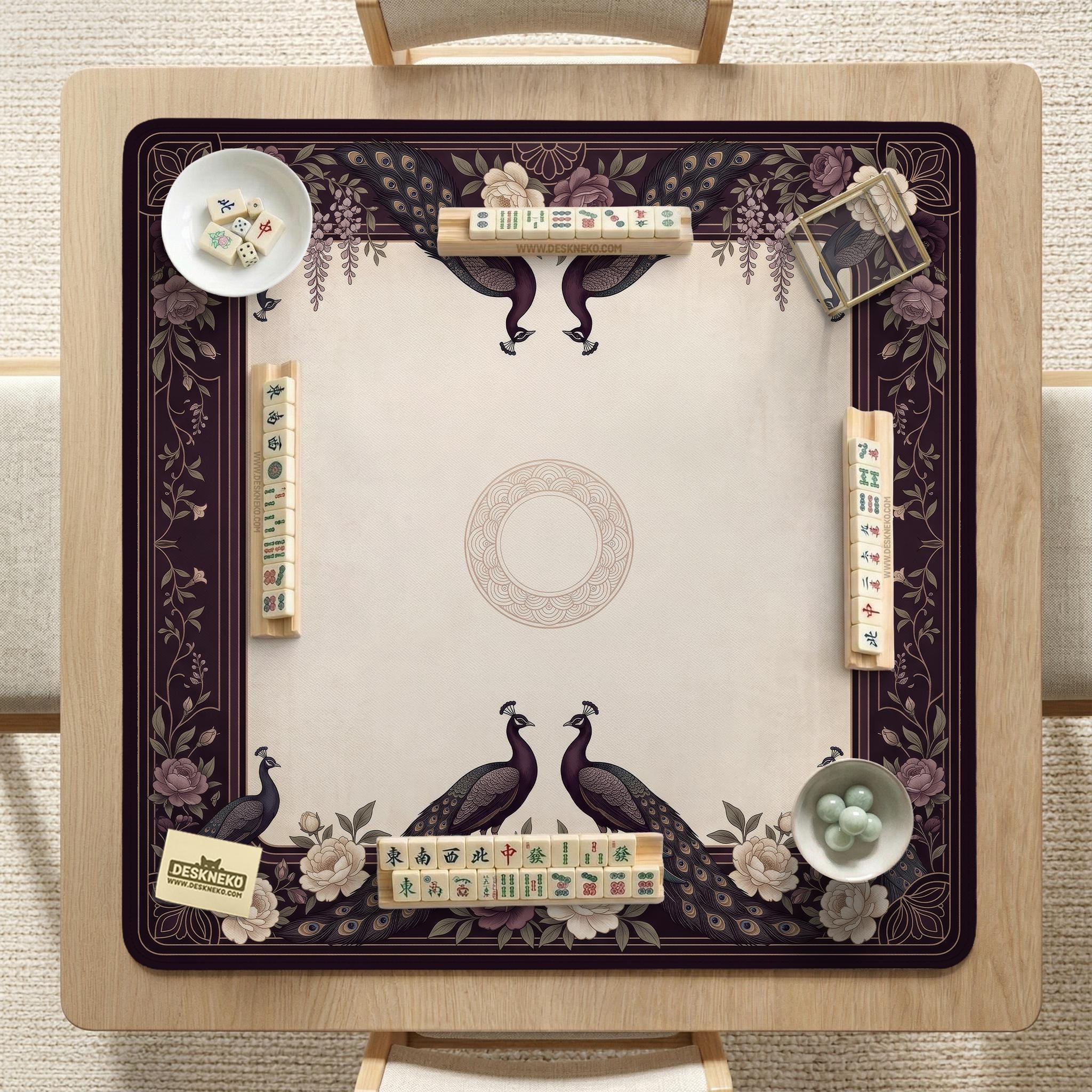 Vintage Peacock Mahjong Mat image 3