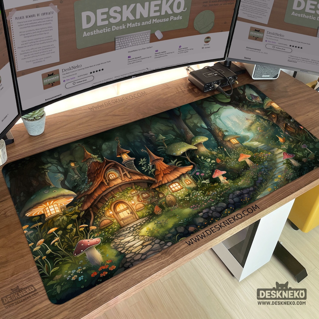 Cottagecore Desk Mat, Mushroom Mouse Pad, Large Led Rgb, Whimsical ...