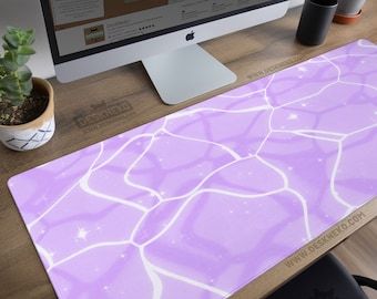 Purple Water Desk Mat: Kawaii Mouse pad xl, Lilac Pink waves Deskmat, lofi Anime keyboard Mousepad, Cute Pastel Aesthetic, Gift for gamers