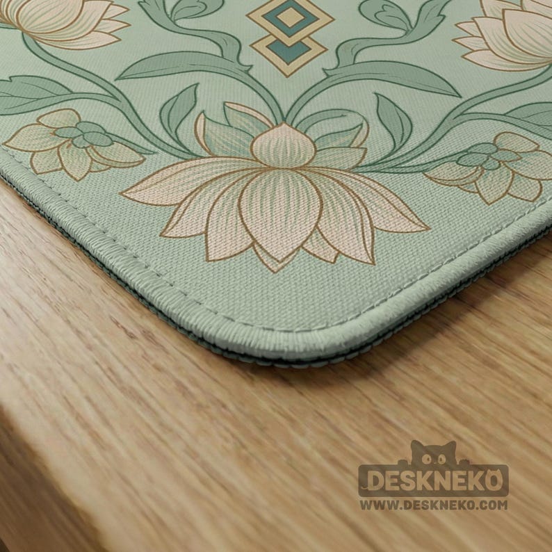 Mahjong Table Mat, Sage Green Lotus Dragon Mahjong Mat, Decorative Game Table Cloth, American Chinese Mahjong Playmat, Travel image 6