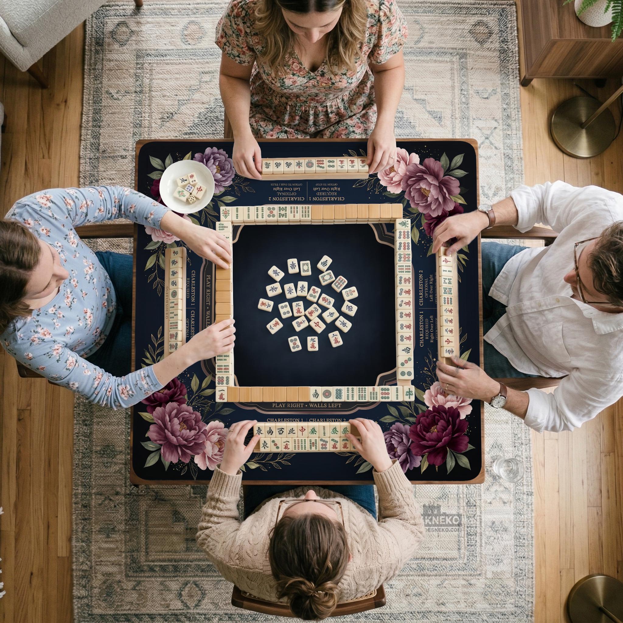 Burgundy Floral Mahjong Mat image 4