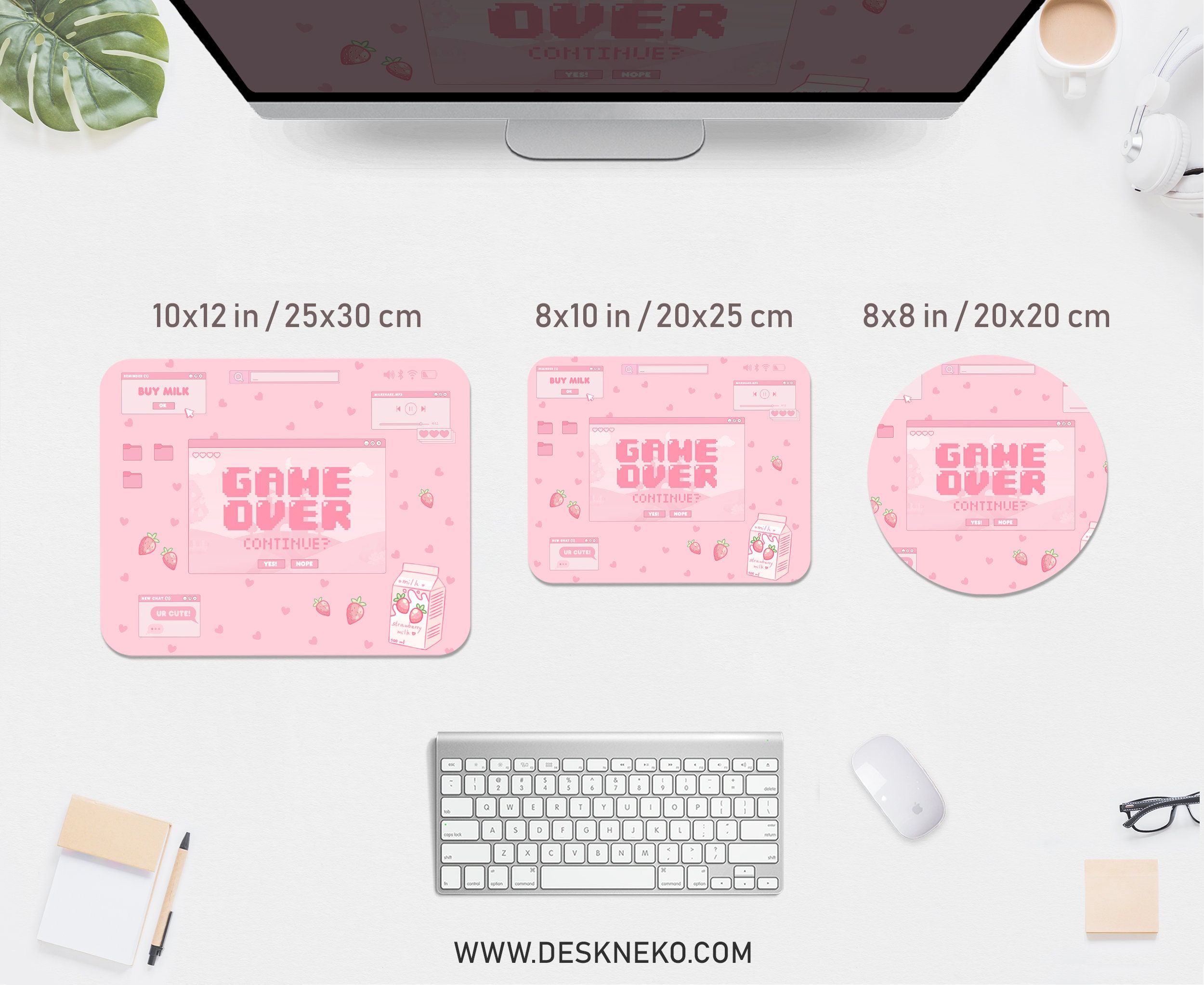 Kawaii Desk Mat Pink, Cute Mousepad Anime, Xxl Gaming Deskmat RGB Led ...