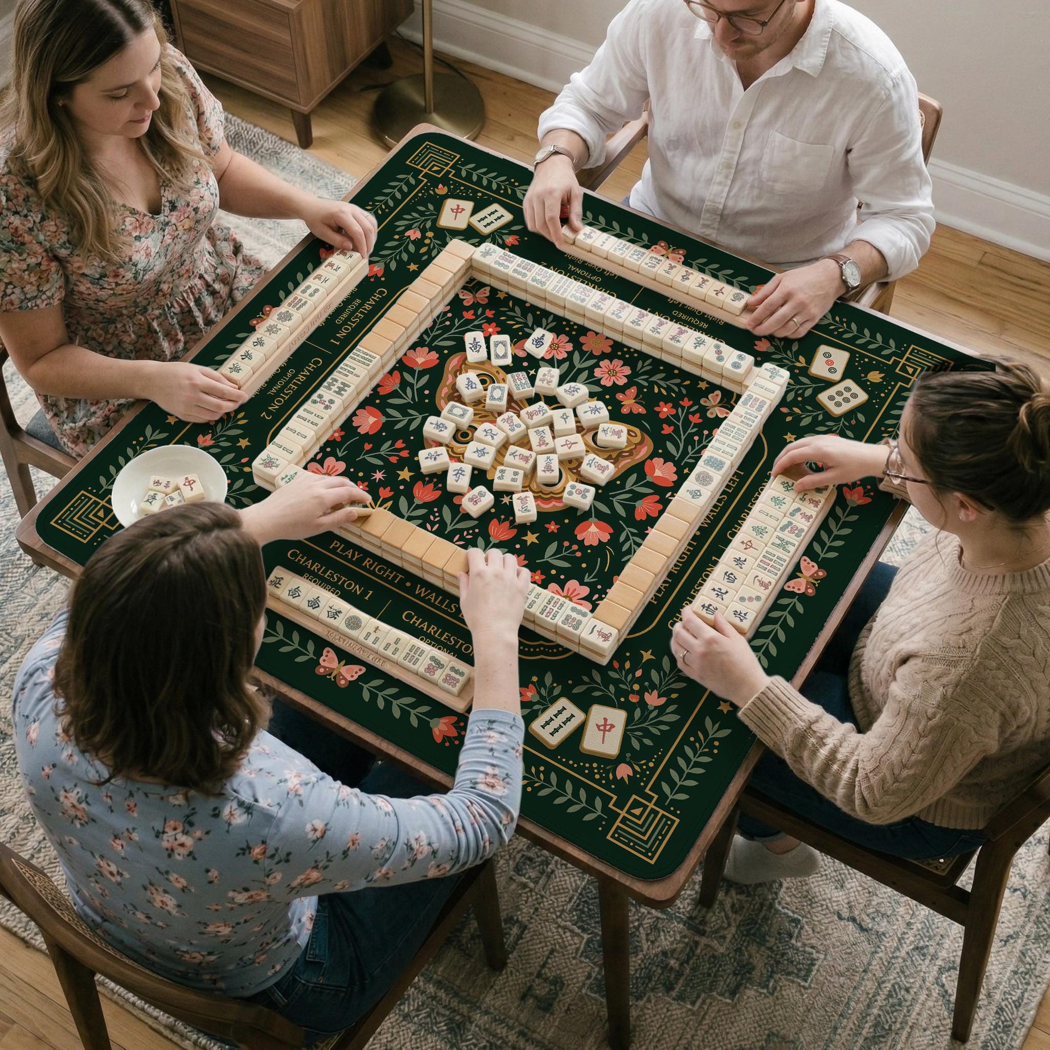Dark Botanical Mahjong Mat image 4