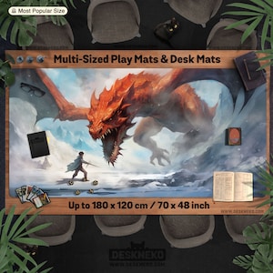 Tappetino da scrivania Dragon PlayMat, ccg tcg card mtg tappetino da gioco cucito 24x14, dnd dd yu gi ice monster gioco dadi opaco, gigante grande tappetino da scrivania/mouse pad