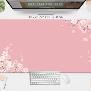 桜のデスクマット、ピンクの桜のマウスパッド、かわいいカワイイ美的日本の桃の花の木、大きなマウスパッド、xxl rgb led ゲーミングデスクマット