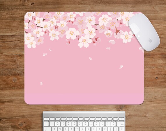 Anime Mouse Pad Large, Office Computer Laptop Mouse Pad With Stitched Edges Cherry Blossom Street In Japan Pink Sakura Flowers Japanese Aesthetics