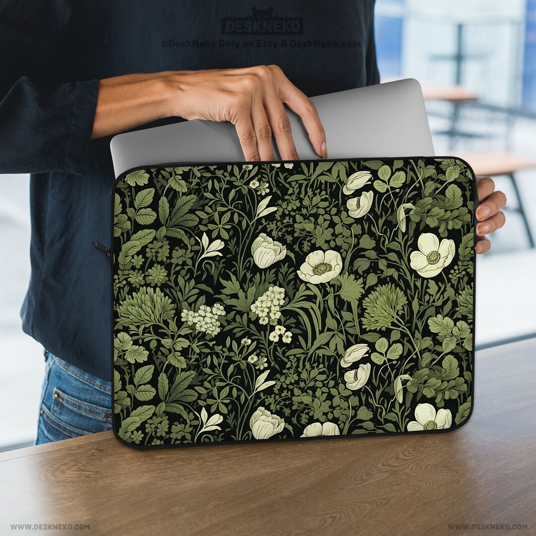 Cottagecore Laptop Sleeve, Computer Bag, Botanical Floral Plants, Art ...