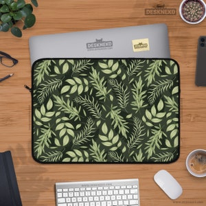 Natur Grün Laptop Hülle, Pflanzen Computer Tasche, Farn Blätter Cottagecore Botanik Hülle für ipad/macbook pro 10 11 12 13 14 15 16 17&quot; Zoll