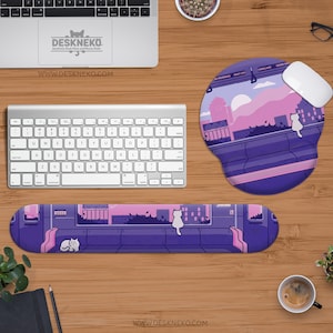 Cat Mouse Pad With Wrist Rest Coffee Cat Keyboard Wrist Rest Cute Desk  Decor - RegisBox