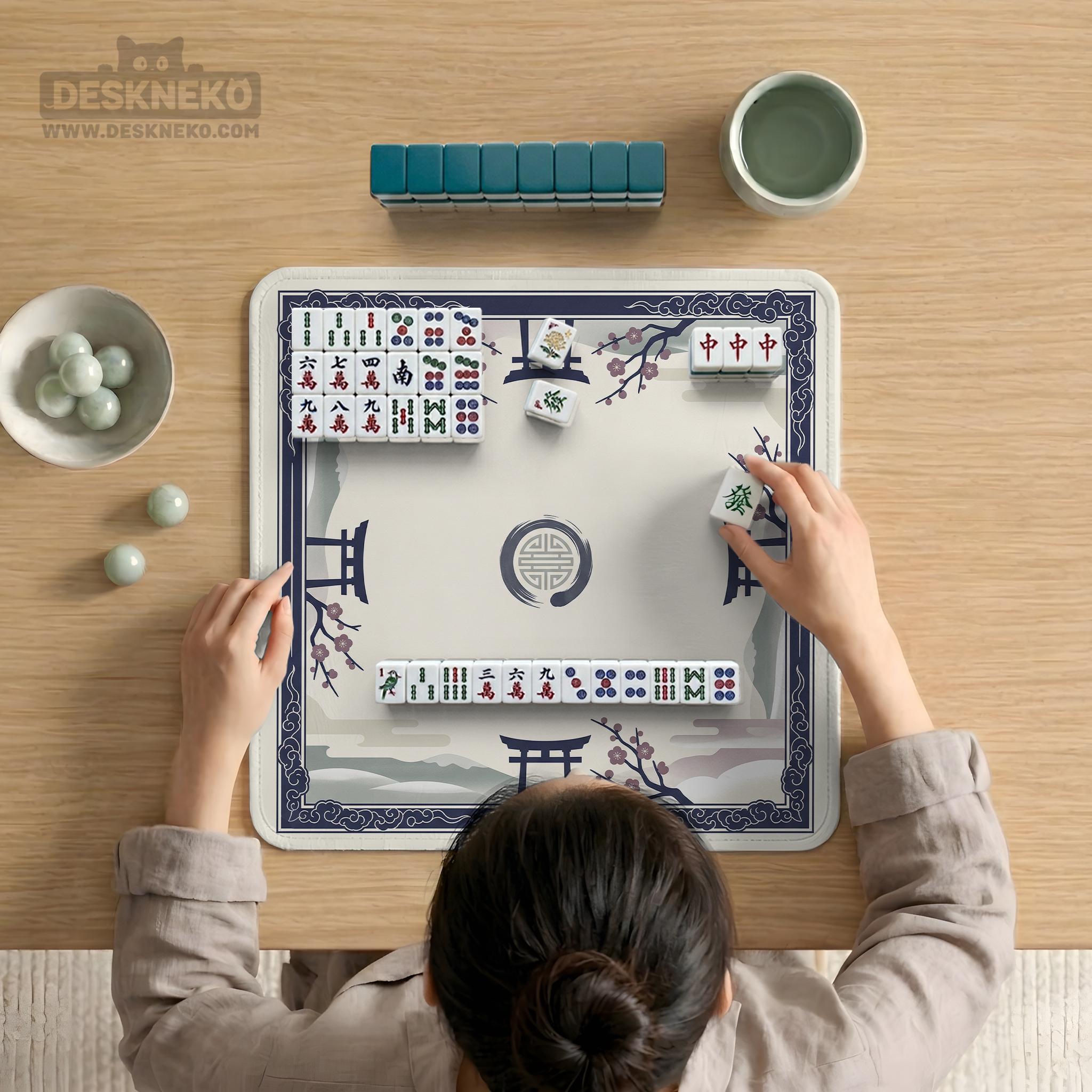 Navy Sakura Mahjong Mat image 4