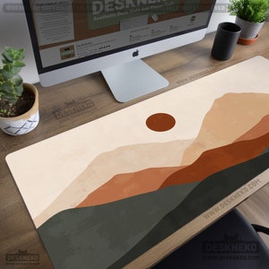 Brown Boho Desk Mat: Abstract Mouse pad, Nature Mousepad xxl, Leather Deskmat xl, extra large extended, Terracotta, Office Decor Gift