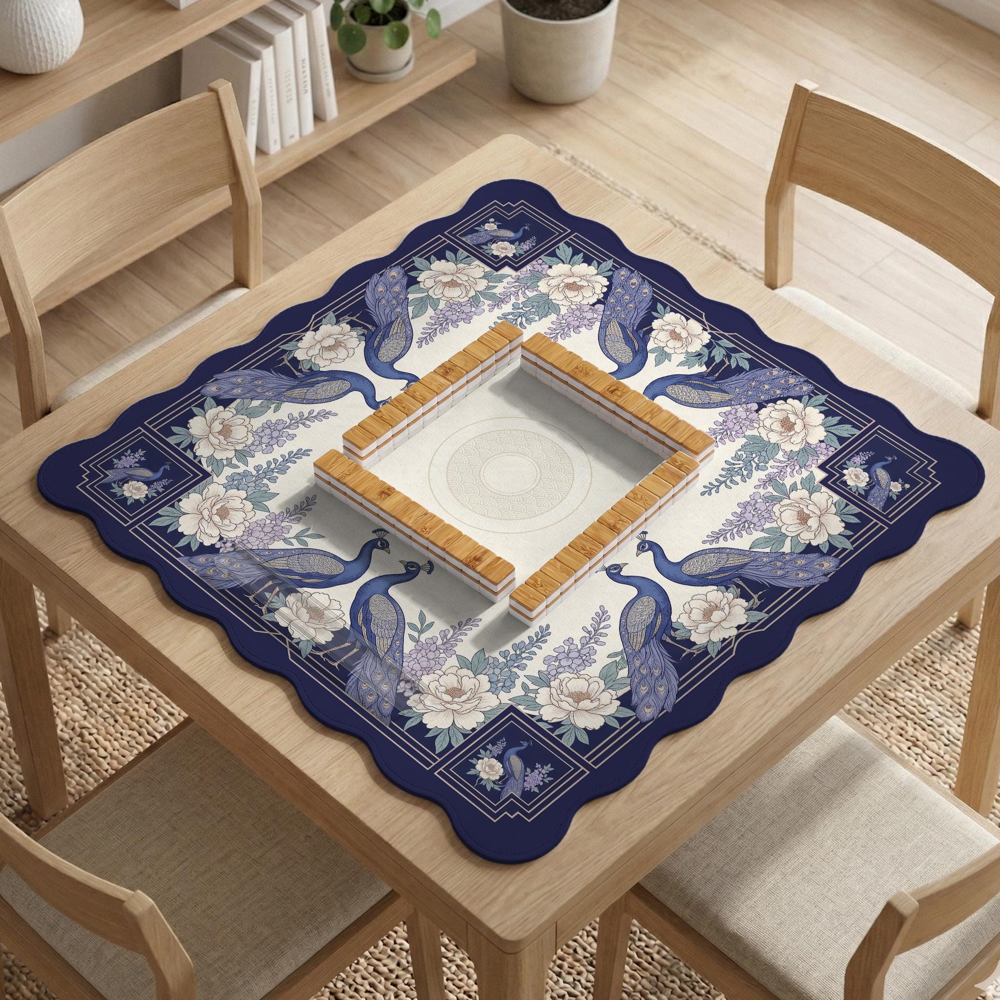 Blue Peacock Mahjong Mat image 3