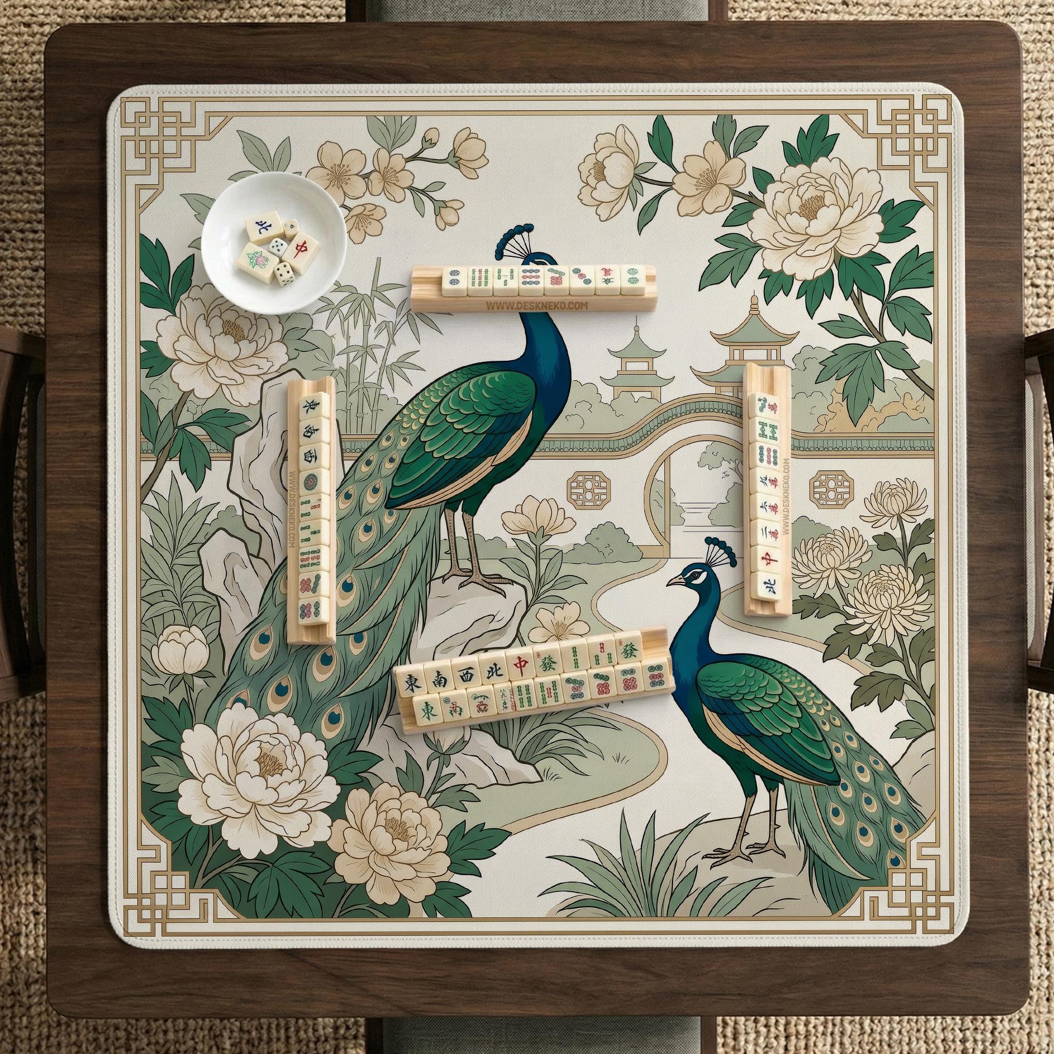 Green Peacock Mahjong Mat image 3