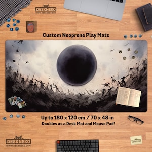 Dark Ominous Play Mat/Desk Mat, tcg mtg dnd table playmat, giant black pad, xl Desk mat/Mouse pad xxl, other side of damnation, 24 14 60 35