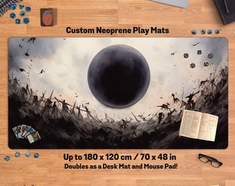 Dark Ominous Play Mat/Desk Mat, tcg mtg dnd table playmat, giant black pad, xl Desk mat/Mouse pad xxl, other side of damnation, 24 14 60 35