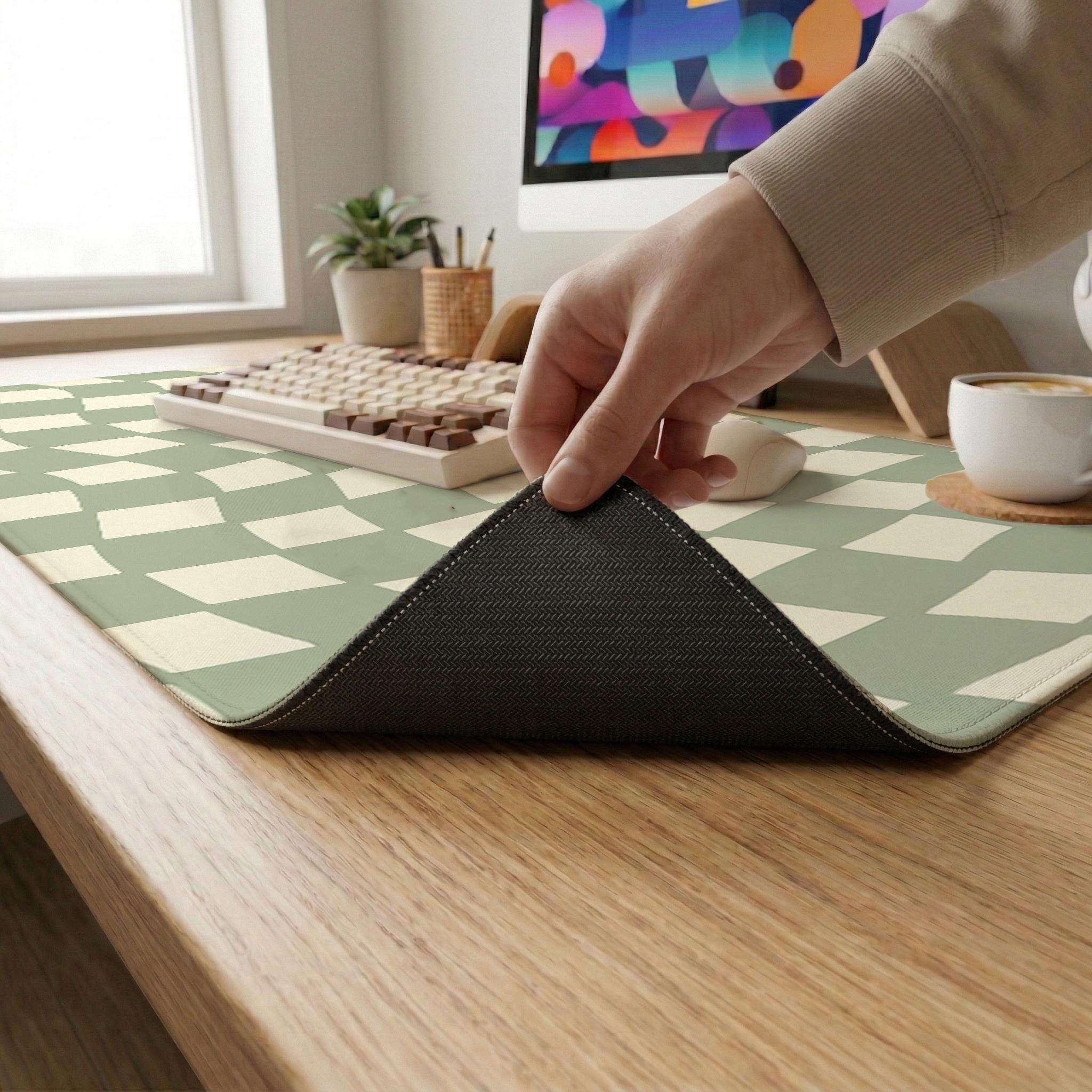 Ergonomic Mousepad, Keyboard Wrist Rest Support, Sage Green Checkered ...