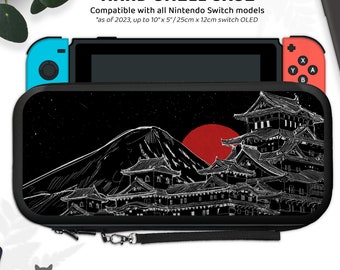 Japanese Case for Nintendo Switch, Red and Black Art, Lite Oled