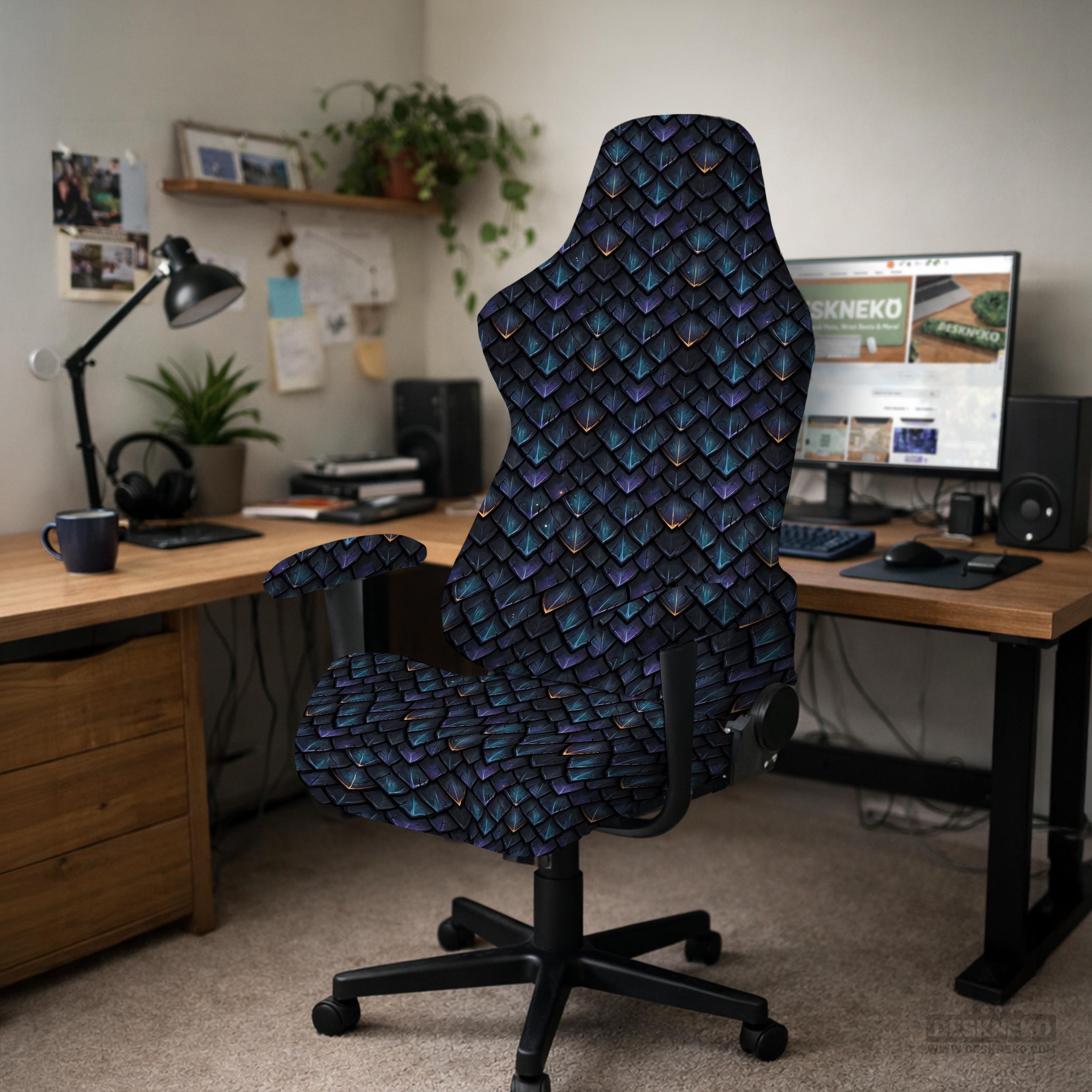 Indigo Dragon Scale Chair Cover image 3