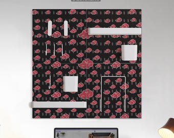 Juego de tablero perforado para escritorio Red Cloud, organizador de pared negro estilo anime con ganchos para oficina gamer
