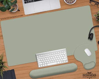 Olive green desk mat, Sage Mousepad large, Neutral deskmat plain simple, Extended keyboard deskpad, Soft wrist rest mouse pad, Custom color
